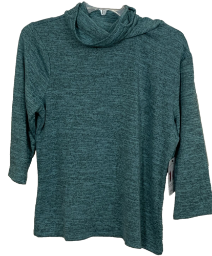 NY Collection Plus Size 2X Shirt 3/4 Sleeve Top with Built in Face Mask NEW Z1