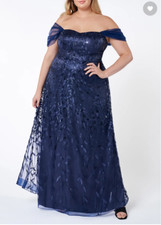 Luxedo SPARKLY DARLING NAVY BLUE SEQUIN MAXI DRESS (3X, Navy)