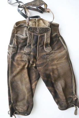 60er Säckler Lederhose dick schwer Second Hand Elch/Hirschleder Kniebund Gr.48 - Bild 1 von 4