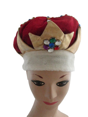 King or Queen Faux Jeweled Crown~ Red Velvet Faux Fur Trim ~ Rubie's ~ One Size