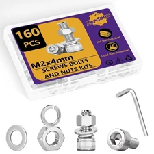 304 Stainless Steel Metric Screw Kit – 160PCS M2 x 4mm with Washers & Wrench