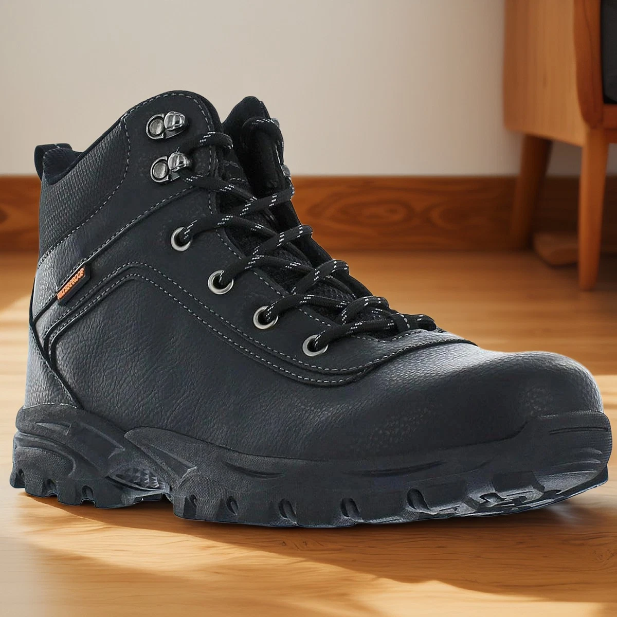 Weatherproof Vintage Mens Jasper Faux Leather Hiking Boots Black Size 13M NIB