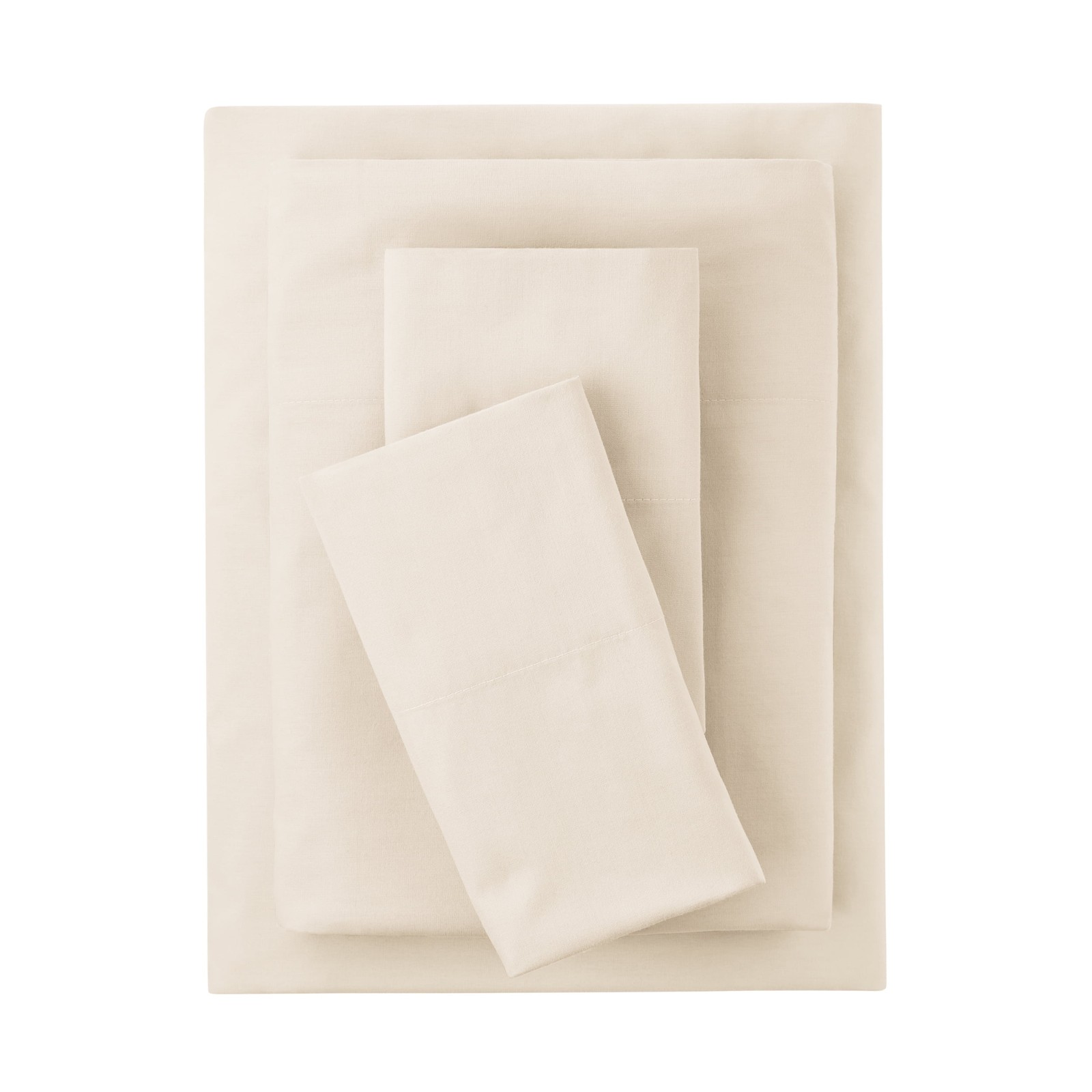 Mainstays 3-Piece 300 Thread Count Cotton Blend Percale Bed Sheet Set Beige 4890₽