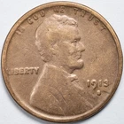 1913-S Lincoln Wheat Penny Cent San Francisco Mint Fine (F) Details