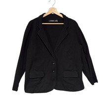 Lauren Ralph Lauren Black Knit Blazer Crest Button Plus Size 2X Notched Lapel