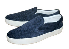 BOTTEGA VENETA Dodger Slip On Sneakers Women Size 9 Navy Blue Intrecciato Suede