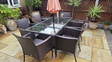 6-Seater Rattan Garden Furniture Set with Dining Table, Chairs.