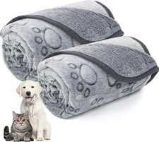 Washable Fleece Blanket for Small to Medium Dogs with Paw Print Design