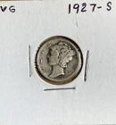 1927-S Mercury Silver Dime 90% Good-Very Good Circ