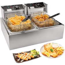 Stainless Steel Commercial Deep Fryer, 12.7QT Capacity
