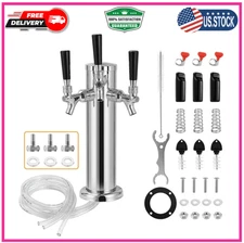 Triple Tap Draft Beer Tower, Stainless Steel 3 Flange Brewing Tower Stainless