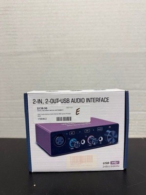 USB Audio Interface 2In-2Out (24Bit/96kHz) 48V W/ Charger + Box (OPEN BOX!)