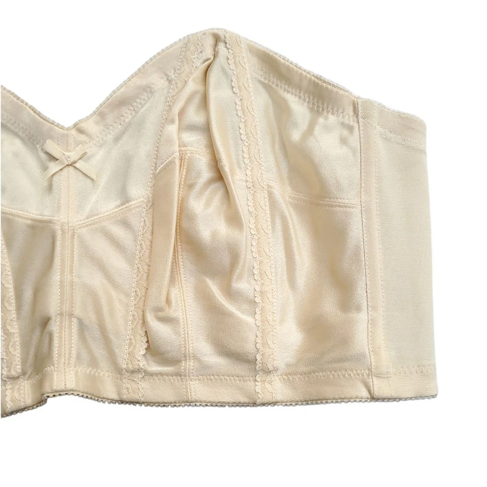 Vintage Wynette by Valmont Beige Boned Bustier Pin Up Strapless Bra Sz 44C - Image 3 of 4