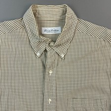 Brooks Brothers Dress Shirt Mens 16-33 Brown Gingham Long Sleeve Button Down