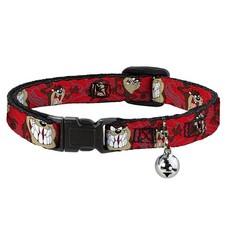 Tasmanian Devil Breakaway Cat Collar Red Swirl 1/2" Wide Fits Neck 8-12"