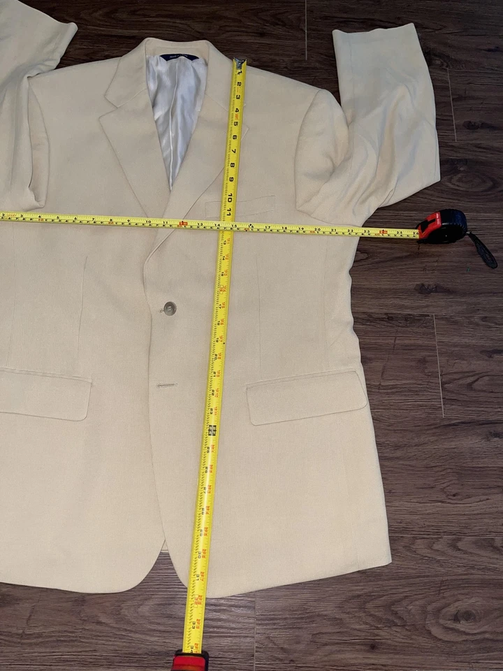 Blazer Alan River Para Hombres 42 Abrigo Deportivo Corto Crema Seda Solapa Muesca 2 Botones Foto 3 de 4