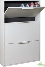 SCARPIERA 3 RIBALTE ANTE RIPIANI SLIM 65X15X105 H CM BIANCO MATT SALVASPAZIO