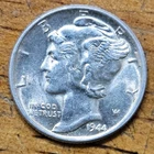 1944 Mercury Silver Dime AU-BU #AB771