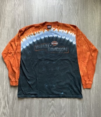 Vintage Harley Davidson Tie Dye Long Sleeve Shirt Large Made in USA Cortland