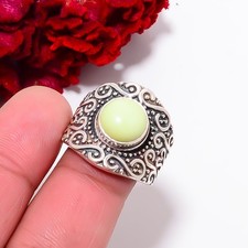 Lemon Chrysoprase - Australia Handmade 925 Sterling Silver Ring S.7.5 R98343