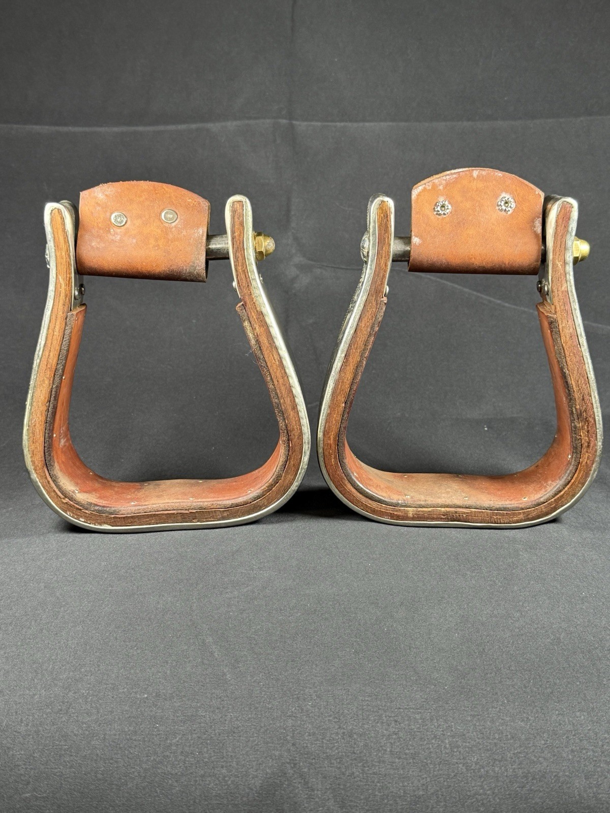 Vtg Engraved Diablo Silver Western Saddle Stirrups 2 inch
