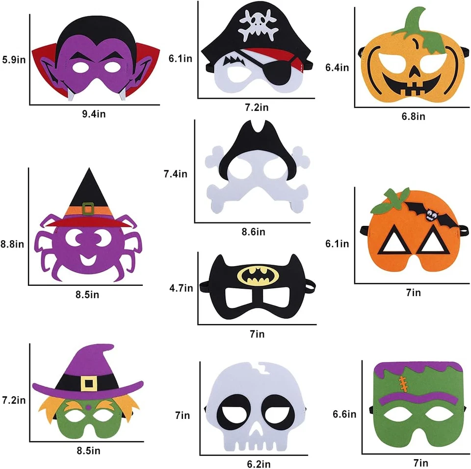 Halloween Felt Masks for Kids Girls Boys, Cosplay Masquerade Party Eye Mask  - Image 2 of 4