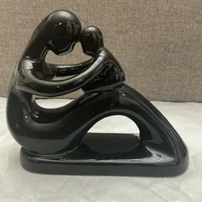 Vintage Ceramic Mother And Child Statue Joy Of My Heart Black Made In Thailand 