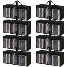 8 Pack DVD Storage Bags, Stackable Holder Case for CDs Cases Water Resistant ...