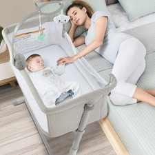 RONBEI BABY BASSINET BEDSIDE SLEEPER CRIBS BABY BED TO BED BEDSIDE - GRAY