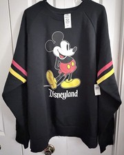 NWT Disneyland L Disney Parks Mickey Mouse Sweatshirt pullover stripe Black