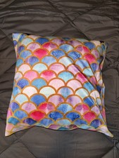 Rainbow Mermaid Scale Cotton Pillowcase Shan Cover 18 X 18, Pink, Purple, Blue