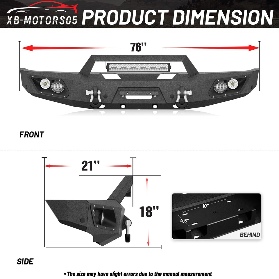 Front Bumper For Ford F-150 F-250 F-350 1992-1997 W/ Winch Plate & Sensor Holes  Foto 3 de 4