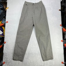 Vintage 90s Lee Casuals Pleated Pants Women 12 Gray Houndstooth Career - 28X31.5