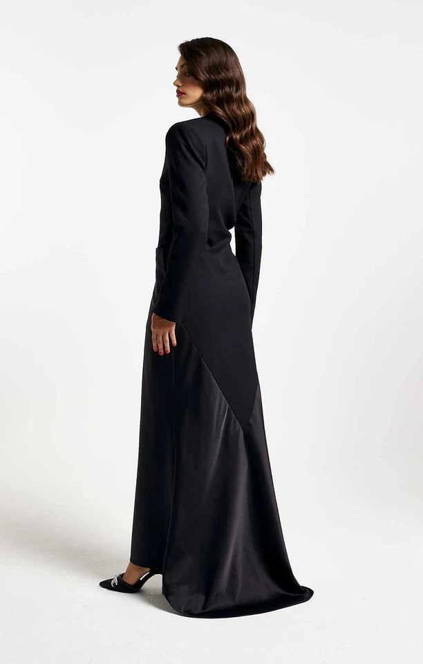 Maxi vestido negro satinado River Island para mujer PVP £150 Foto 2 de 4