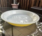Vintage Pyrex Desert Dawn Yellow Speckled Pie Plate #209 9.5 Inches USA
