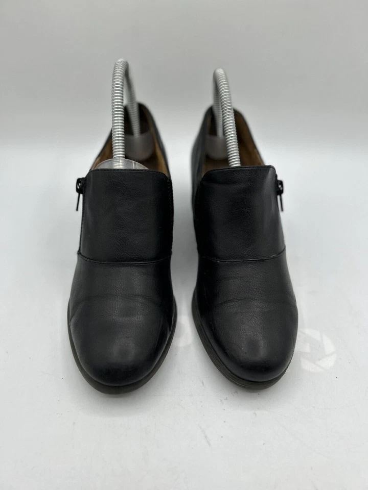 Botín de tacón Natural Soul Block para mujer talla 7,5 M cuero negro cremallera lateral Foto 2 de 4