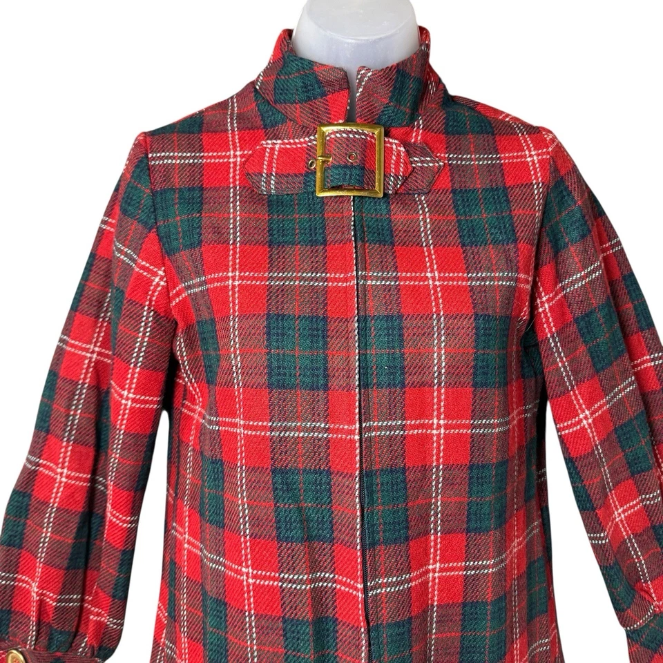 Mini Vestido Vintage Años 60 Lana Cuadros Mod Go-Go Pequeño Marsha Brady Madmen Foto 2 de 4