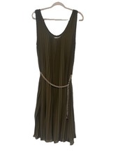 Michael Michael Kors Women's Pleated Belted Tank Dress Size XL Olive