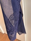 NWT Talbots large 92% Wool 8% Silk Scarf Shawl Hand Embroidered Navy Blue $149+ — photo 10