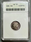 1898  BARBER DIME   ANACS  AU50