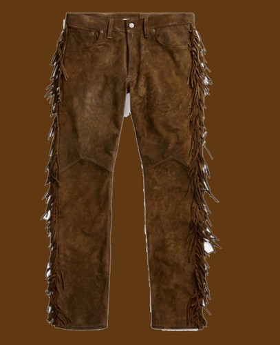 Suede Leather Pant Fringes Cowboy 