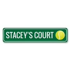 Tennis Court Sign, Personalized Tennis Player Kid Room Aluminum Metal Decor Sign