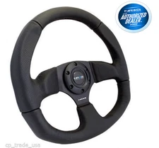 NRG Race Style Steering Wheel Black Leather with Black Stitch 320mm RST-009R