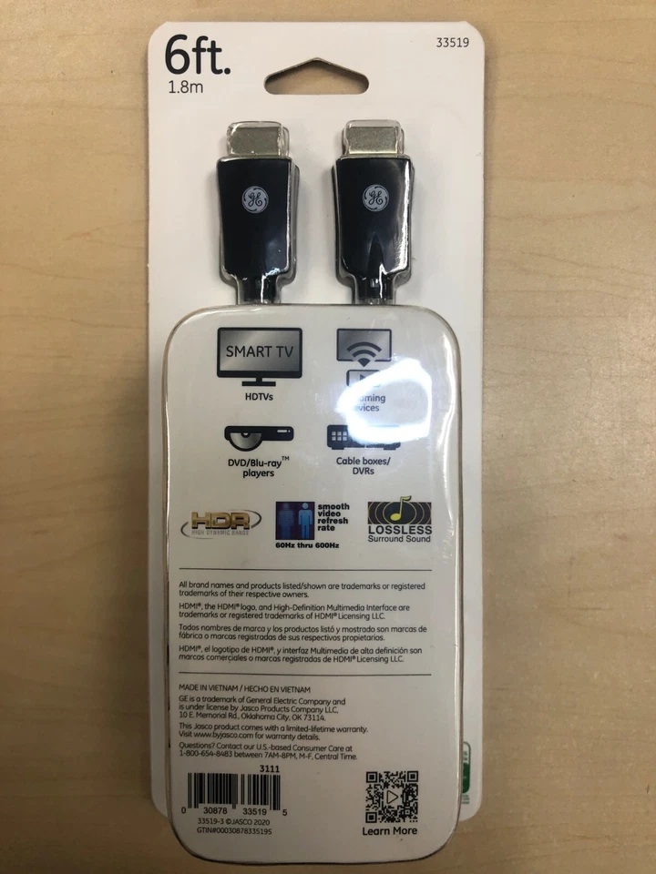 Paquete de 2 cables HDMI GE Pro Premium 4K en 6 pies - Paquete de 2 (cable) Foto 2 de 3