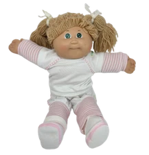 VINTAGE CABBAGE PATCH KIDS GIRL DOLL LONG BLONDE HAIR PIGTAILS GREEN EYES   3