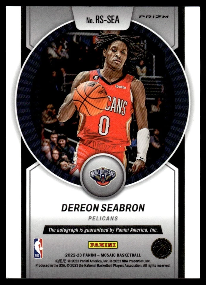 2023-24 Mosiac Scripts Genesis Dereon Seabron Rookie Auto New Orleans Pelicans - Image 2 of 2