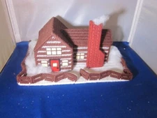 3D Plastic Canvas Village Handmade Crochet COUNTRY CABIN 6" X 7" X 10"