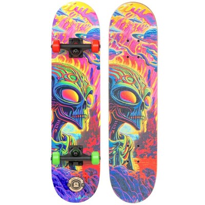 Double Kicktail Beginner Complete Skateboard 9 Ply Maple Deck 50mm Wheels