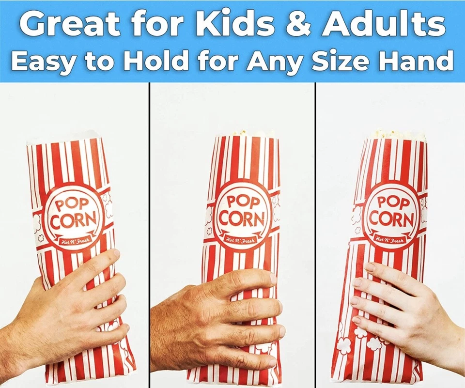 2 oz Popcorn Bags Red & White Striped Leak Proof Popcorn Bags Party Supply - Image 4 of 4