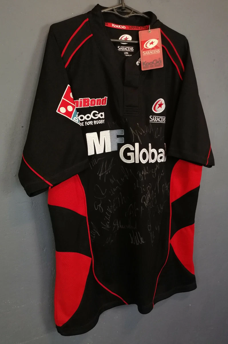 SIGNED TEAM KOOGA MEN RUGBY UNION SARACENS 2008 2010 SHIRT JERSEY MAILLOT SIZE L